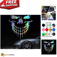 Holographic Skull Sticker 6.97” – Waterproof Vinyl Car Decal for Personal Style
