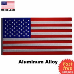 ALUMINUM US Flag Sticker 3D Emblem Decal Patriotic Auto, Car, Truck 3.15″x1.75″