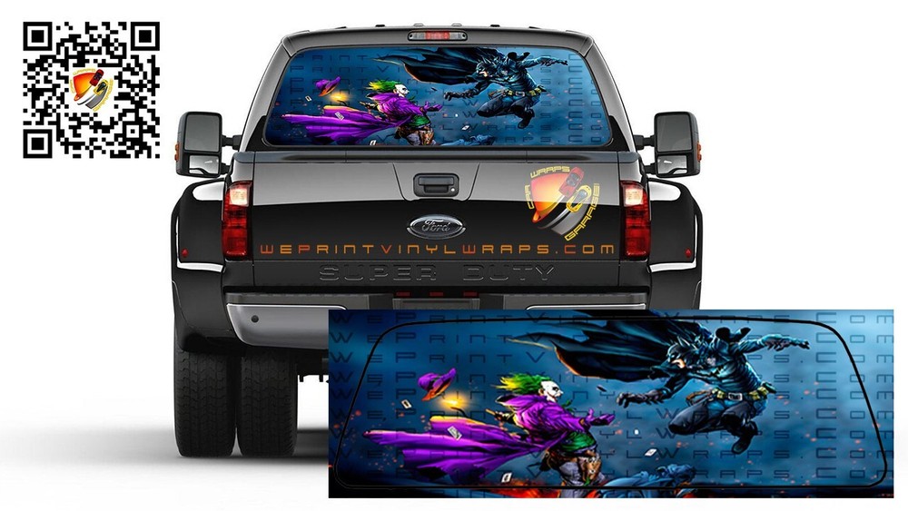 Batman and Joker Rear Window Perforated Graphic Vinyl Decal Cars Truck Camper