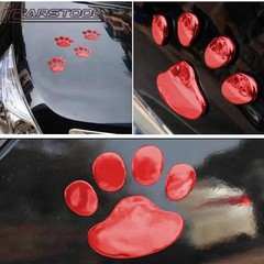 4 PCS 3D Red Dog Paw Car Decal Auto Bumper Window Laptops Decor Emblem Decal