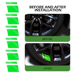 Ferianl 6PCS Car Tire Stickers, Reflective Wheel 3.93 x 2.75 Inches, green