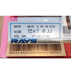 8 PCS STICKERS VOLK RAYS CE28 TE37 WHEELS SET PRODUCTION DESIGN TAG WITH BARCODE
