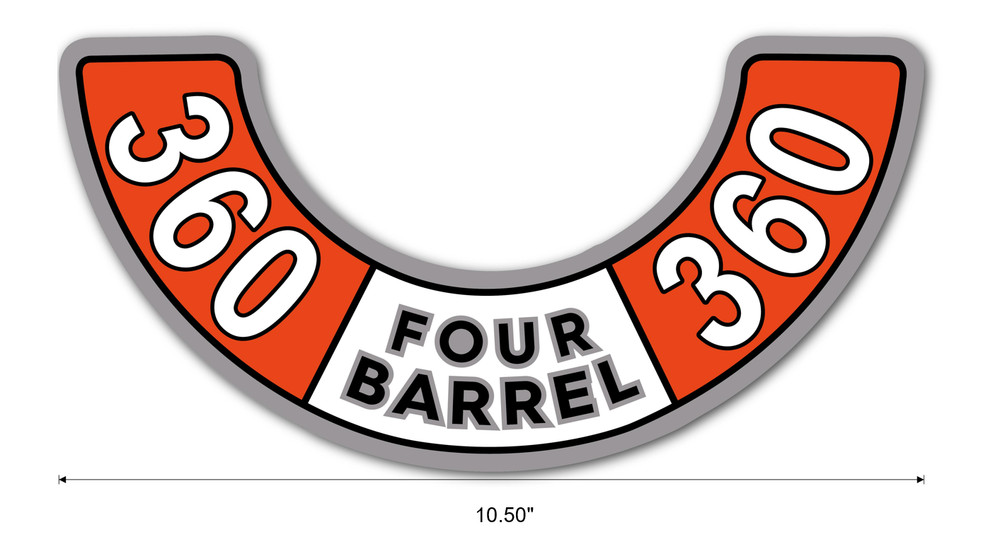 New 360 FOUR BARREL Air Cleaner Decal Sticker for Dodge Plymouth Chrysler USA