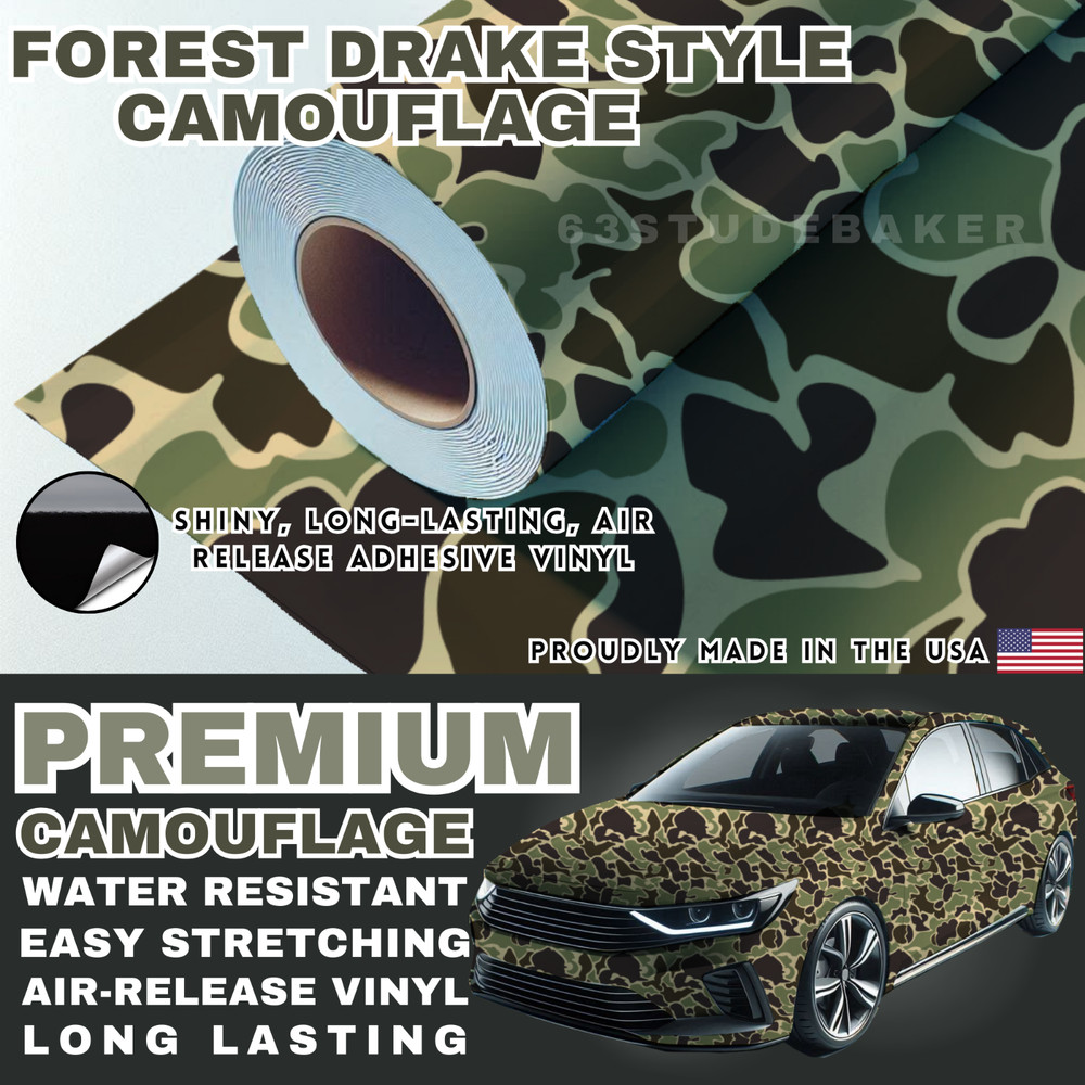 Premium Camouflage Camo Drake Forest Style Car Vinyl Wrap Decal Sheet Film DIY