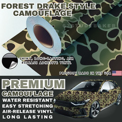 Premium Camouflage Camo Drake Forest Style Car Vinyl Wrap Decal Sheet Film DIY