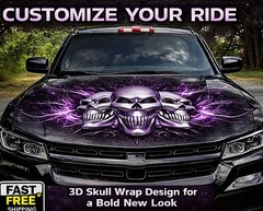 Purple Skullz Car Hood Wrap Decal Graphic Vinyl Sticker Auto Truck SUV Hood Wrap