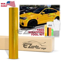 Holographic Glitter Gold Rainbow Chrome Car Vinyl Wrap Sticker Decal Sheet