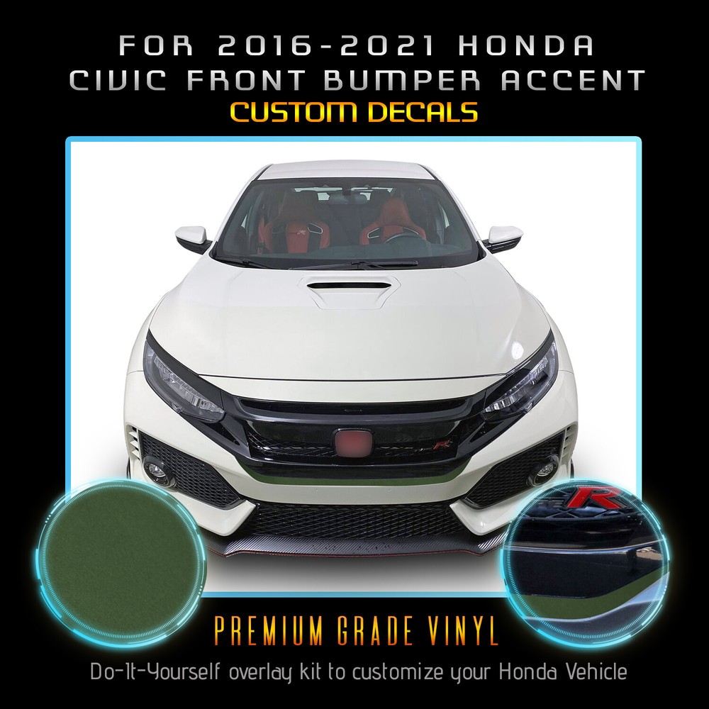 For 2016-2021 Honda Civic Front Bumper Accent Graphic Decal – Flat Matte Vinyl