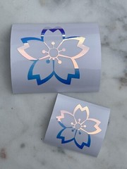 Sakura Cherry Blossom Vinyl Decal Sticker Car Laptop – Pink Opal Iridescent Open
