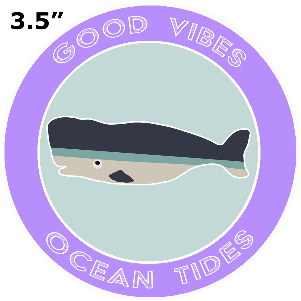 Whale Good Vibes & Ocean Tides – Car Truck Window Bumper Graphic Sticker Decal