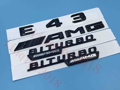 Gloss Black ” E43 AMG BITURBO ///AMG ” Number Emblem Sticker for Mercedes-Benz