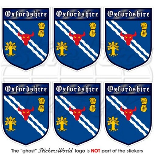 OXFORDSHIRE County Shield, Oxford England Oxonian 40mm (1.6″) Stickers Decals x6
