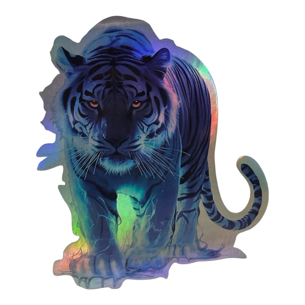 BLUE TIGER Multicolor LED Holographic Rainbow Metallic 3” Vinyl Decal Sticker