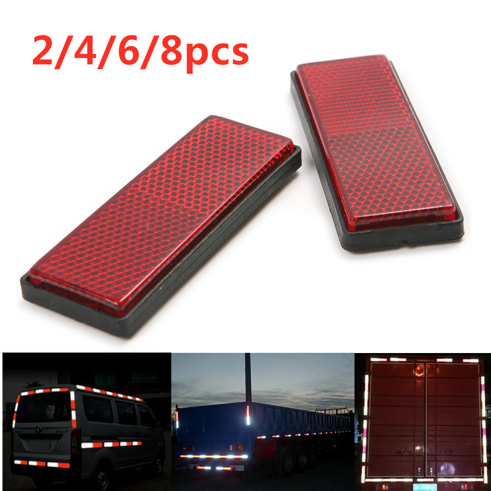 2/4/8x Car Truck Warning Plastic Reflective Safety Plate Tape Reflector Sticker