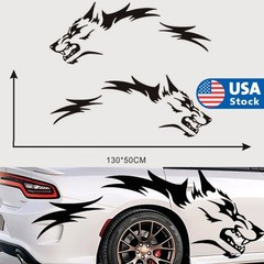 Black Car Stickers Running Wolf Graphic Decals Door Side Vinyl Sticker 130*45cm