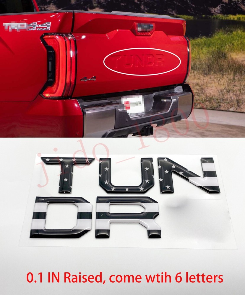 BLACK Flag letters compatible with TOYOTA TUNDRA 2022 23 logo Tailgate insert