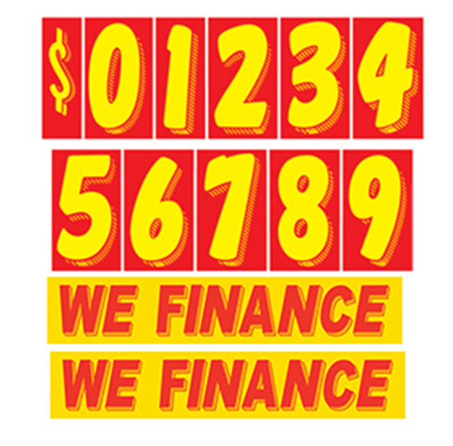 Vinyl Number and Decals 13 Dozen Car Lot Windshield Pricing Stickers RED YELLOW