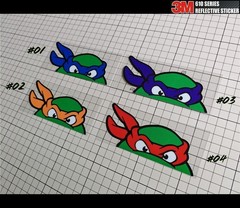 Ninja Turtles Peeking Sticker Leonardo Raphael Michelangelo Donatello Reflective