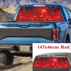 Rear Window Sticker Flaming Skull Graphic Decal Decoration For Car SUV Pickup