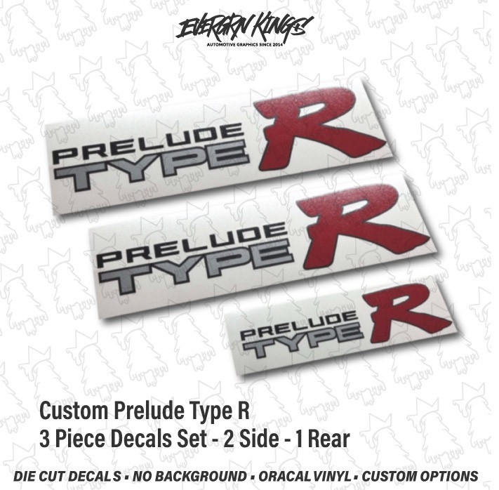 Prelude Type R Decal Badge Set for 3rd Gen 4th Gen 5th Gen Type SH Vti-R Vti-S