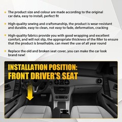 Gray Leather Driver Seat Cover For 08-15 Mercedes Benz GLK280 GLK300 4Matic 1-5X
