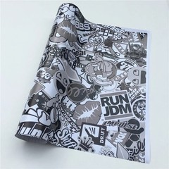 【Sticker Bomb】Vinyl Black White Wrap Decals Film Graffiti Cartoon Sheet DIY