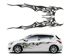 Pair Universal Black Flame Car Body Side Waterproof Vinyl Decal Graphics Sticker