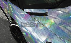 Hex Holographic Porcelain Blue Rainbow Chrome Car Vinyl Wrap Sticker Decal Sheet