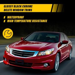 1-10Set Glossy Black Chrome Delete Window Trim Overlay for Honda Accord 2008-12