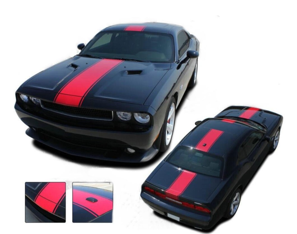 Graphic Racing Stripe For Dodge Challenger 2011-2014 Hood Roof Rear Car Stickers