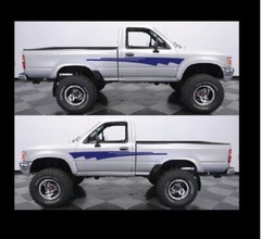 VINTAGE STYLE FOR EXTRA CAB TOYOTA PICKUP, VINYL DECALS/ GRAPHICS/ STICKERS