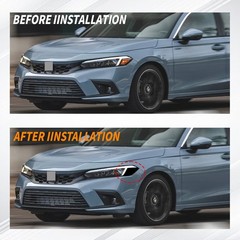 35% Dark Smoke Blk Overlay Headlight Decal For 2022-2025 Honda Civic Hatch/Sedan