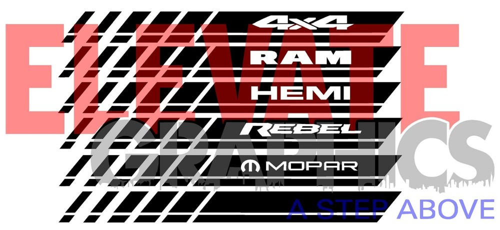 For Ram 1500 Stripes Side Bed Rail 3m Vinyl Graphics Stickers Decals 2009-2024