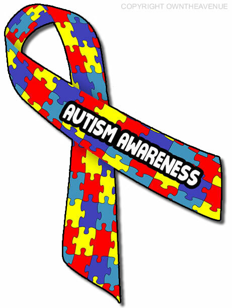 Autism Awareness Puzzle Ribbon Auto Window Bumper Sticker Decal 5″ Inches Long