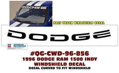 QG-856 1996 DODGE 1500 RAM INDY – WINDSHIELD DECAL – 53 1/2″ LONG – LICENSED