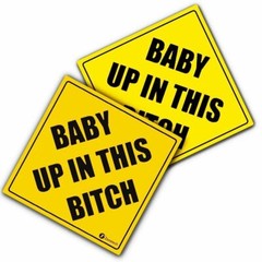 Zone Tech 2x Baby Up In This Bitch Car Window Bumper Reflective Window Stickers