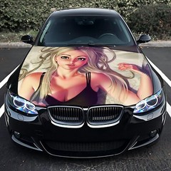 Girl Car Hood Wrap Decal Vinyl Sticker Full Color Graphic Fit AnyCar Sexy Blonde