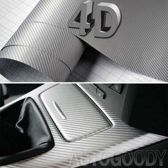 12″ x 60″ Premium Gloss Silver Carbon Fiber 4D Vinyl Film Wrap Air Bubble Free