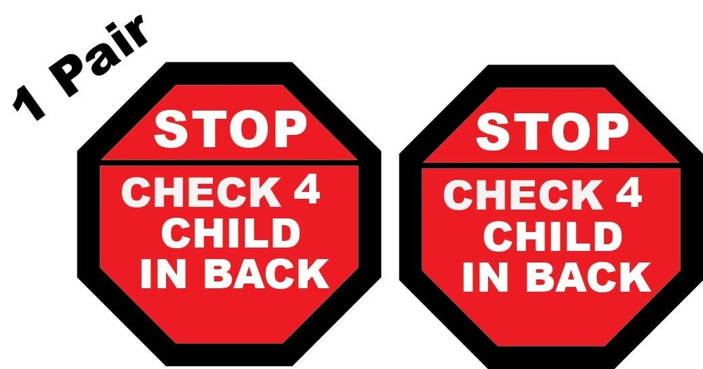 1 Pair (2) Stop Check 4 Child In Back Seat Decals Stickers 1.5″ x 1.5″ p290