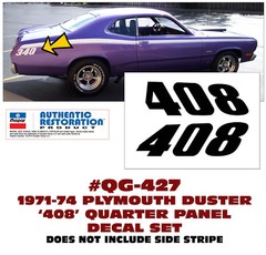 QG-427 1971-74 PLYMOUTH DUSTER – 408 QUARTER PANEL DECAL SET