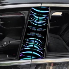 Wow~Colorful Light Wave Car Center Pillar Sticker B-pillar Protective Film 2pcs