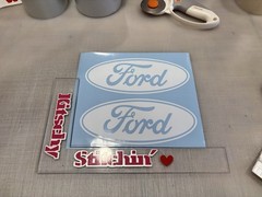 Ford Blue Oval Decal 2 Blues Available, White Or Chrome Background FREE Shipping