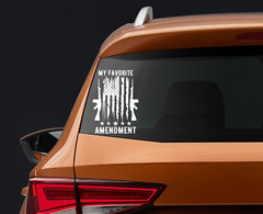 Vinyl Decal Car Truck Sticker – 2nd Amendment My Favorite USA American Flag