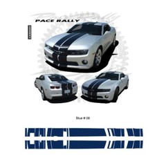 Chevrolet Camaro Convertible 2011 up Rally Stripes Graphic Kit – Blue