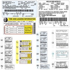FORD LINCOLN DOOR VIN STICKERS – CATALOG tag hood tire GVWR info
