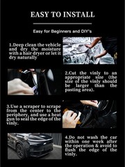Vinyl Car Wrap 1ft x 5ft Gloss Black, Scratch Resistant, Air Release