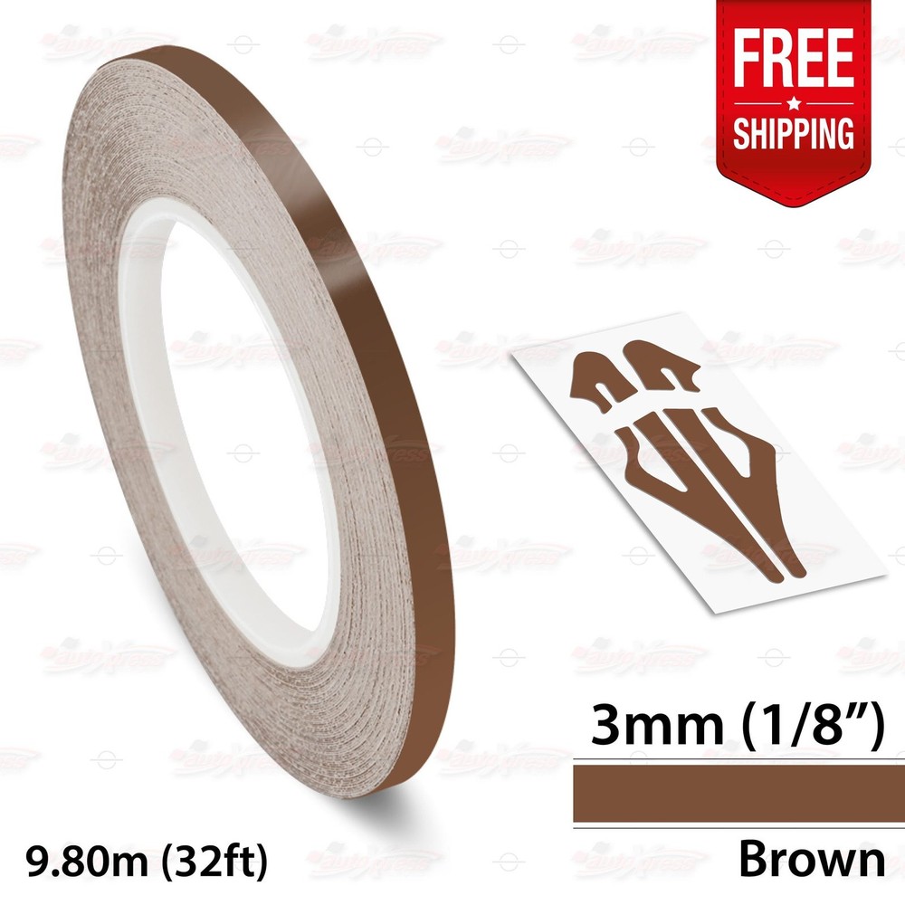 BROWN 1/8″ 3mm Roll PIN STRIPE Car Striping Trim Line TAPE Decal Vinyl Sticker