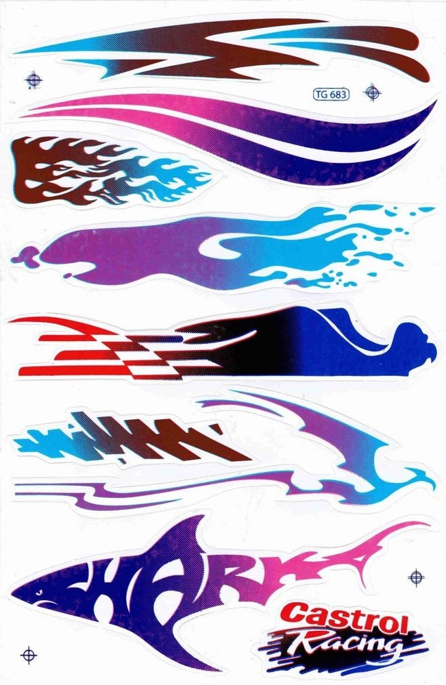 Flame Fire Sticker Sheet Motocross Car, Motorcycle, Skateboard & RC – A4 (406)