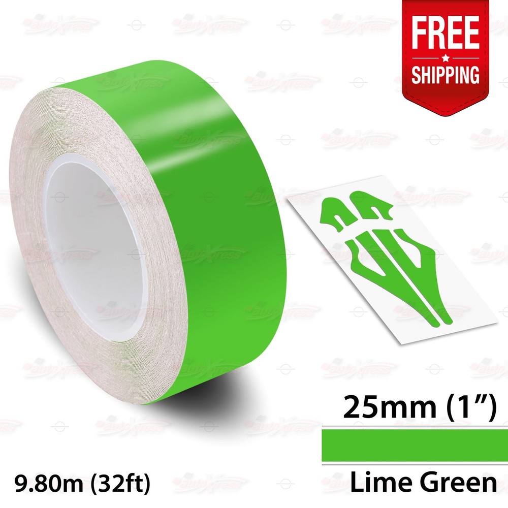 LIME GREEN 1″ 25mm Roll PIN STRIPE Car Striping Line TAPE Decal Vinyl Sticker