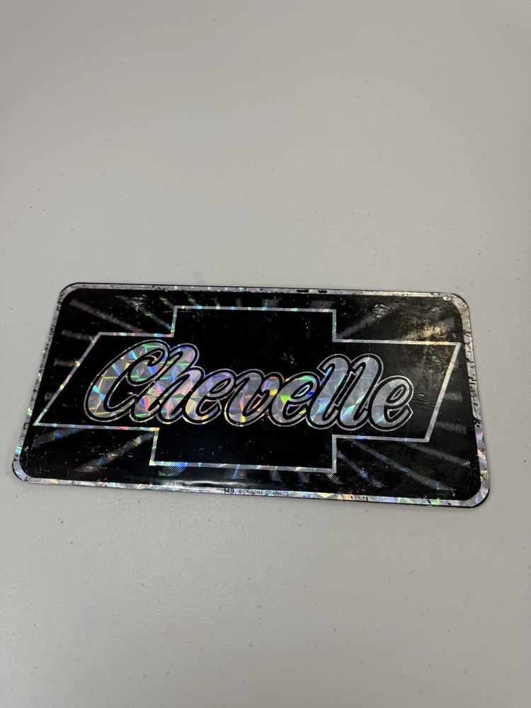 Chroma Graphics Vintage 70s 80s Auto License Plate Decal Chevelle Chevy Black